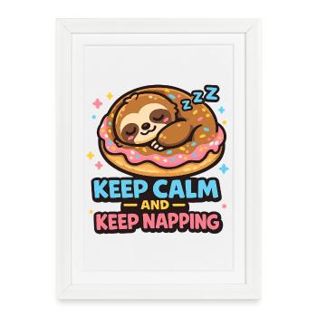 Donut Sleeping Sloth Illustration - Framed poster (27 × 37 cm) - white - Front