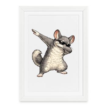 Dabbing Chinchilla - Affiche encadrée (27 × 37 cm) - blanc - Devant