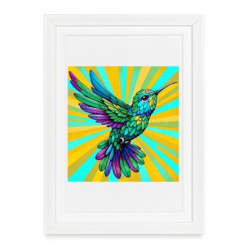 colibri - Affiche encadrée (27 × 37 cm) - blanc - Devant