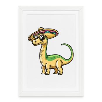 Sombrero dinosaure brontosaurus - Affiche encadrée (27 × 37 cm) - blanc - Devant