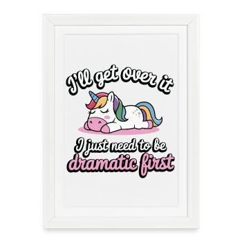 Sleeping Unicorn Drama Saying Dramatic - Framed poster (27 × 37 cm) - white - Front