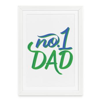 No.1 Dad – Hand Lettering - Framed poster (27 × 37 cm) - white - Front