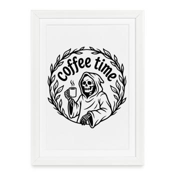 C’est l’heure du café - Affiche encadrée (27 × 37 cm) - blanc - Devant