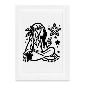 Dream Catcher Eclipse – Mystical Minimalist Black  - Framed poster (27 × 37 cm) - white - Front