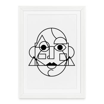 Visage d’art abstrait - Affiche encadrée (27 × 37 cm) - blanc - Devant