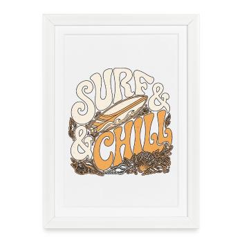 Surf et détente - Affiche encadrée (27 × 37 cm) - blanc - Devant