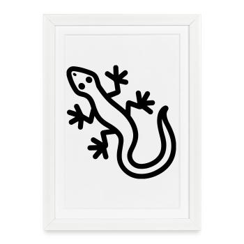 lézard - Affiche encadrée (27 × 37 cm) - blanc - Devant