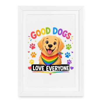 Rainbow Dog Love Everyone - Framed poster (27 × 37 cm) - white - Front
