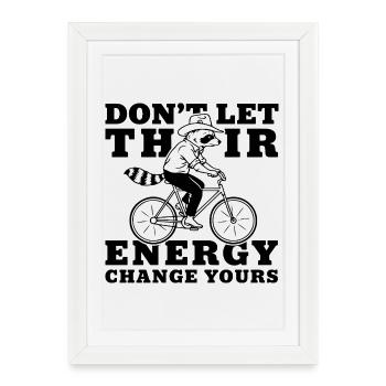 Raccoon Bicycle Saying - Framed poster (27 × 37 cm) - white - Front