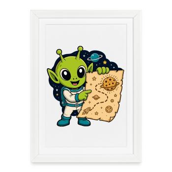 Alien Space Cartographer - Framed poster (27 × 37 cm) - white - Front