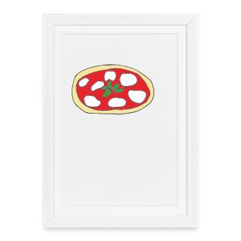 Pizza basilic - Affiche encadrée (27 × 37 cm) - blanc - Devant
