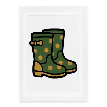 Rubber boots Gardening Muddy weather Rain - Framed poster (27 × 37 cm) - white - Front