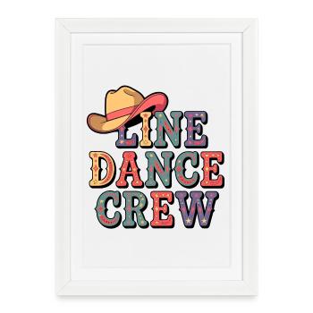Line Dance Crew Retro Western - Affiche encadrée (27 × 37 cm) - blanc - Devant