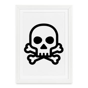 tête de mort, pirate, crâne, skull, icône, os croi - Affiche encadrée (27 × 37 cm) - blanc - Devant