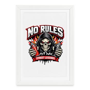 Crâne des Légendes de la rue sans règles - Affiche encadrée (27 × 37 cm) - blanc - Devant