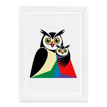 Motif hibou - Affiche encadrée (27 × 37 cm) - blanc - Devant