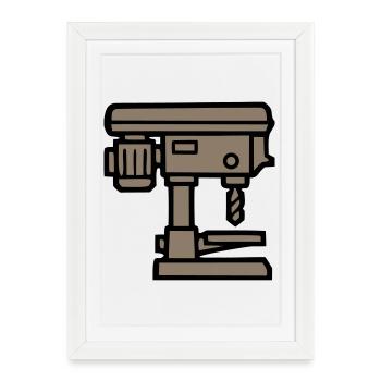Stand Drill Tool Icon - Framed poster (27 × 37 cm) - white - Front