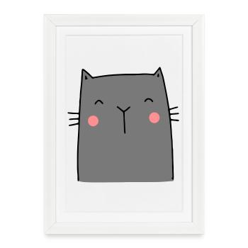 Cat Kitten Hangover I Gift for cat friends - Framed poster (27 × 37 cm) - white - Front