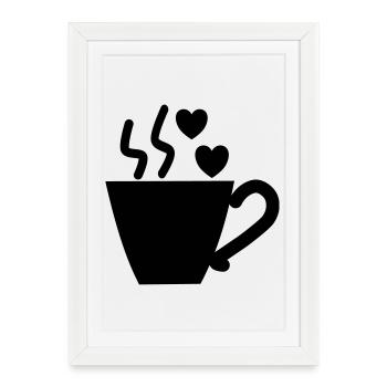 J'adore le café - tasse de café - Café - Affiche encadrée (27 × 37 cm) - blanc - Devant