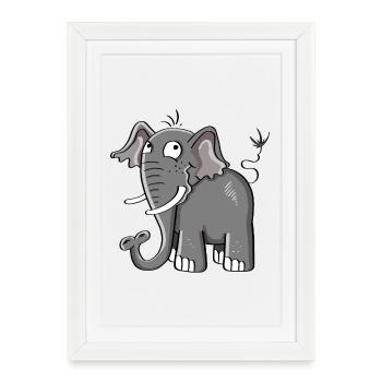 Little Gray Elephant I Elephant Comic Gift - Framed poster (27 × 37 cm) - white - Front
