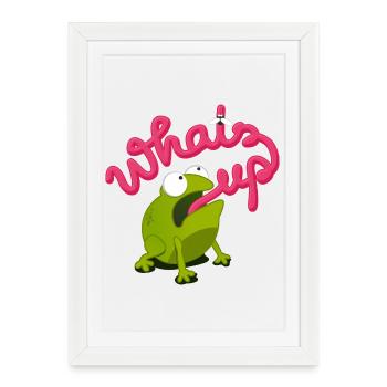 whats up frog - Affiche encadrée (27 × 37 cm) - blanc - Devant