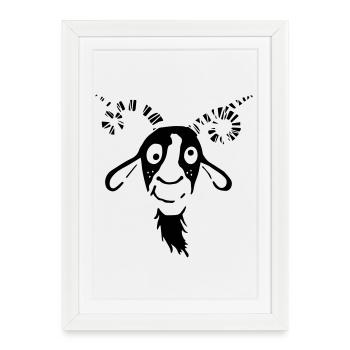 Drôle Chèvre - Affiche encadrée (27 × 37 cm) - blanc - Devant