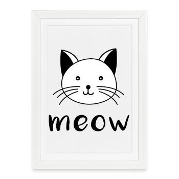 Meow Cat Cats Cats Comic Cartoon Shirt Hoodie - Affiche encadrée (27 × 37 cm) - blanc - Devant