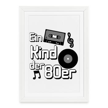 80s Party Retro Fun Shirt, un enfant des années 80(25) - Affiche encadrée (27 × 37 cm) - blanc - Devant