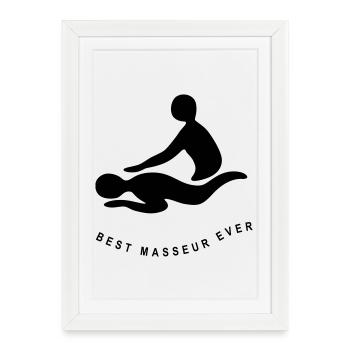 MEILLEUR MASSEUR JAMAIS - Affiche encadrée (27 × 37 cm) - blanc - Devant