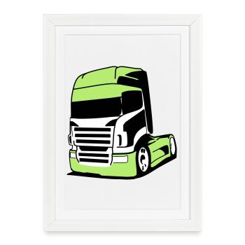 Camion V8 saisissant - Affiche encadrée (27 × 37 cm) - blanc - Devant