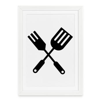 Couverts de cuisine BBQ - Affiche encadrée (27 × 37 cm) - blanc - Devant