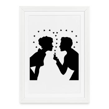 Love Silhouette – Valentine’s Day Couple Design - Gerahmtes Poster (27 × 37 cm) - Weiß - Vorne