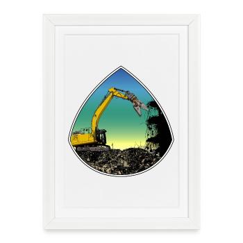 Tear-off excavator - Framed poster (27 × 37 cm) - white - Front