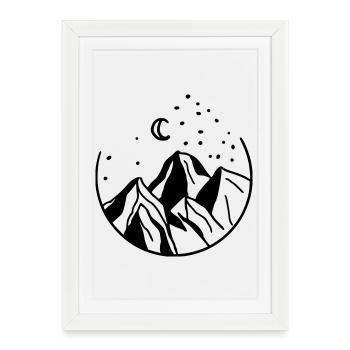 BERGE IM KREIS gezeichnet - Gerahmtes Poster (27 × 37 cm) - Weiß - Vorne