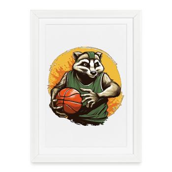 Basketball Badger - Framed poster (27 × 37 cm) - white - Front