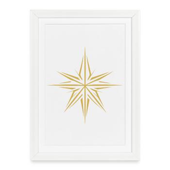 Poinsettia minimaliste : festif - Affiche encadrée (27 × 37 cm) - blanc - Devant