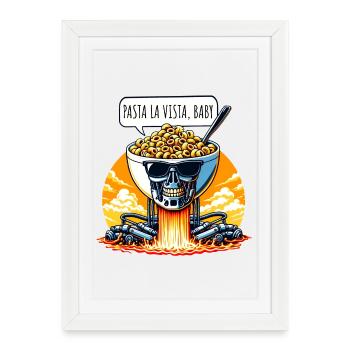 Pâtes La Vista Bébé Jeu De Mots Drôle - Affiche encadrée (27 × 37 cm) - blanc - Devant