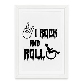 Je me balance et me roule dans mon fauteuil roulant. Roller, musique * - Affiche encadrée (27 × 37 cm) - blanc - Devant
