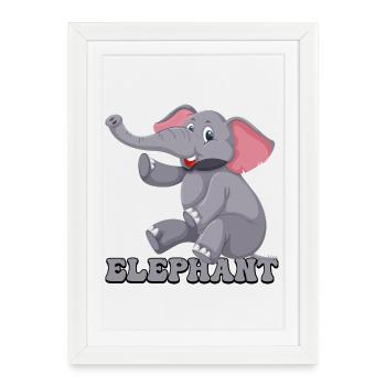 Parade ludique d’éléphants - Affiche encadrée (27 × 37 cm) - blanc - Devant