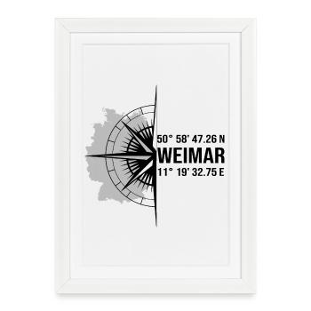 Koordinaten Weimar - Gerahmtes Poster (27 × 37 cm) - Weiß - Vorne