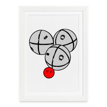 Petanque Kugeln - Gerahmtes Poster (27 × 37 cm) - Weiß - Vorne