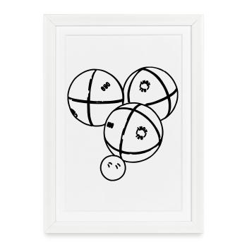 Petanque Kugeln - Gerahmtes Poster (27 × 37 cm) - Weiß - Vorne
