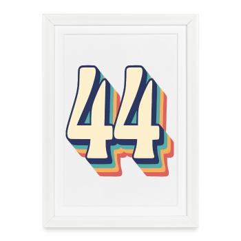 T-Shirt rétro Vintage numéro 44 quarante-quatre - Affiche encadrée (27 × 37 cm) - blanc - Devant