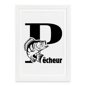 pêche, pêcheur, je suis pêcheur - Affiche encadrée (27 × 37 cm) - blanc - Devant