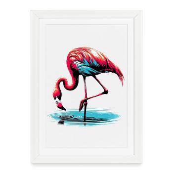 Flamant rose - Affiche encadrée (27 × 37 cm) - blanc - Devant
