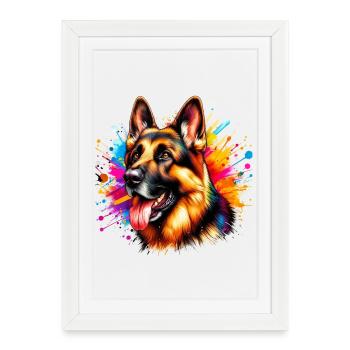 Berger allemand - Affiche encadrée (27 × 37 cm) - blanc - Devant