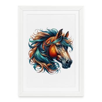 Cheval - Affiche encadrée (27 × 37 cm) - blanc - Devant