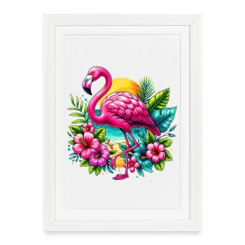 Flamingo - Framed poster (27 × 37 cm) - white - Front