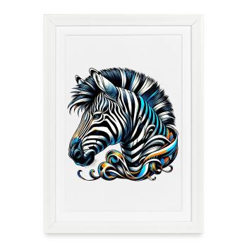 Zèbre - Affiche encadrée (27 × 37 cm) - blanc - Devant