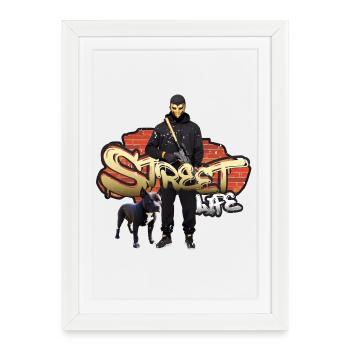 Vie de gangster dans la rue - Affiche encadrée (27 × 37 cm) - blanc - Devant